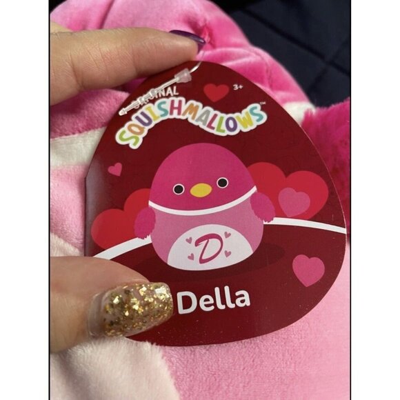 NWT Squishmallow DELLA Pink Mallard Duck 8" 2023 Valentines Hearts D Initial - Picture 3 of 4